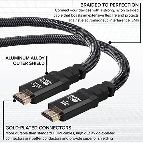 4K HDMI 2.0 כבל 12 רגל [3 חבילה] מאת Ritzgear. 18 GBPS Ultra במהירות גבוהה מחברי ניילון קלועים ומחברי